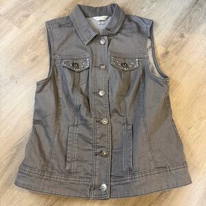 Christopher & Banks Brown Utility Mini Dress Button Front Western Medium